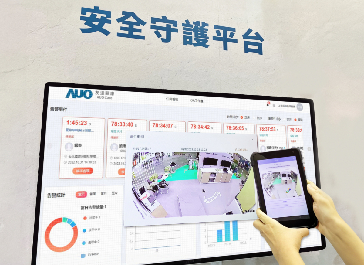 beats365颐康整合软硬件包含跌倒侦测、智能床垫和紧急呼叫管理等，透过安全守护平台进行IoT设备统一监控与管理，提供长照场域落实安全守护方案